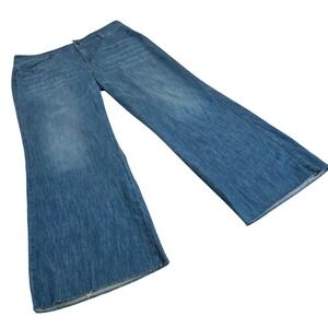 NYDJ Teresa Wide Leg Jeans 16 Hollywood Waistband Fantasy Wash Raw Hem Slimming